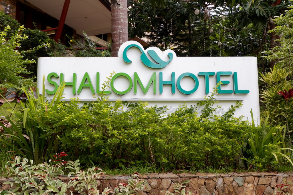 ALT="shalom hotel entrance part of the hotel"