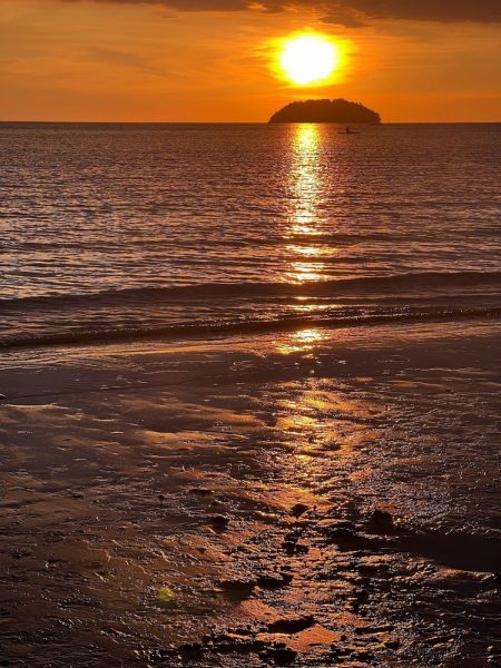 sunset time at tanjung aru beach